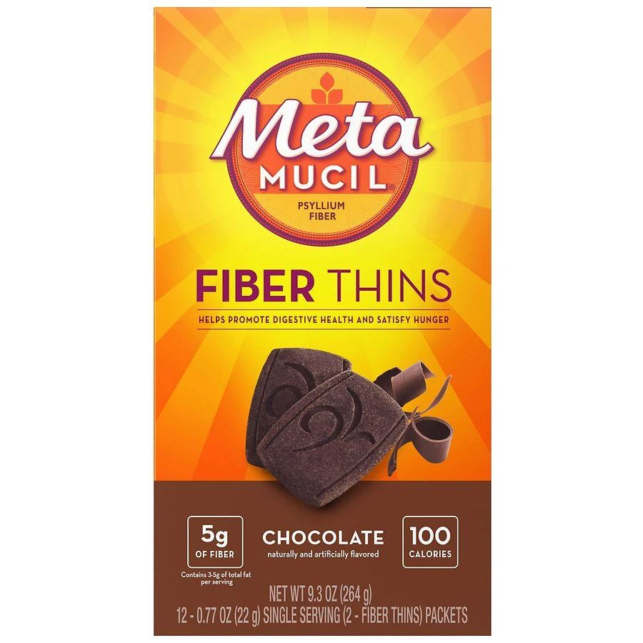 Metamucil Psyllium Husk Fiber Thins, Supports Digestive Health and Satisfies Hunger Chocolate 6
