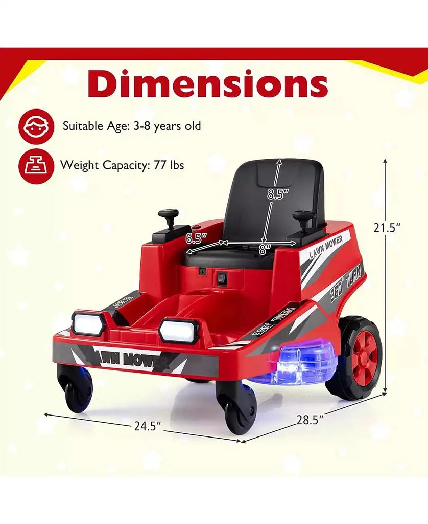 Mecale 12V Ride on Lawn Mower for Kids with Dual Control Sticks and LED Lights 3
