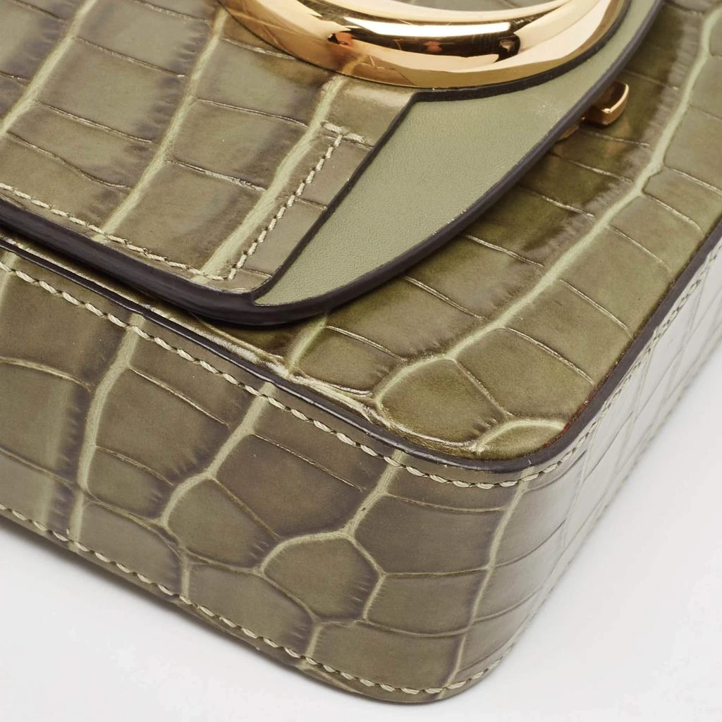 Chloé Chloé Two Tone Green Croc Embossed Leather Mini C Top Handle Bag 12