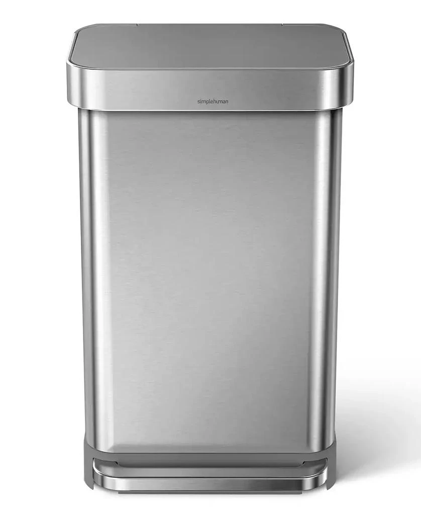 simplehuman 45 Litre Rectangular Step Can with Liner Pocket with Plastic Lid 2