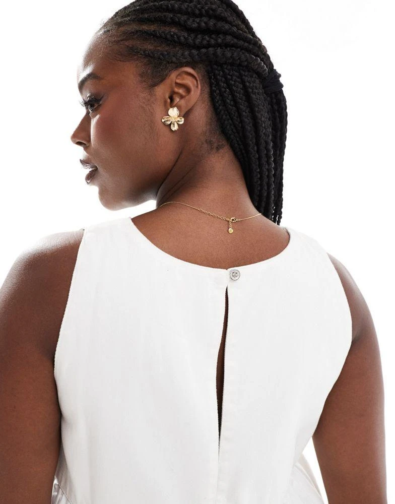 ASOS ASOS DESIGN Curve soft denim smock tiered mini dress in ecru 3