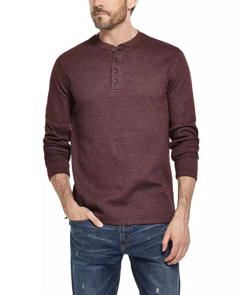 Weatherproof Vintage Men's Long Sleeved Waffle Henley T-shirt 1