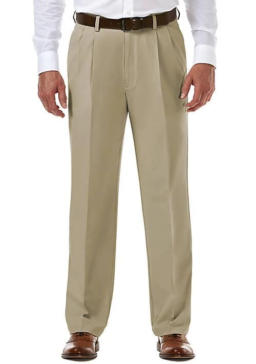 Haggar Cool 18 Pro Classic Fit Pleat Hidden Expandable Waistband Pants 1