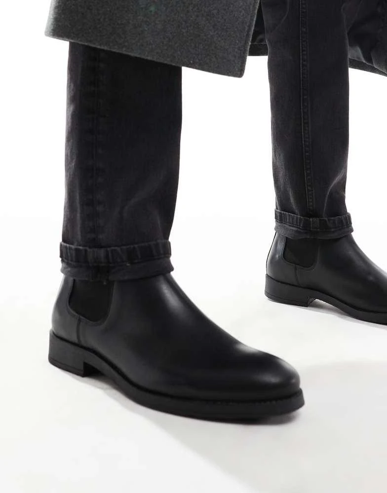 Jack & Jones Jack & Jones leather chelsea boot in black 3