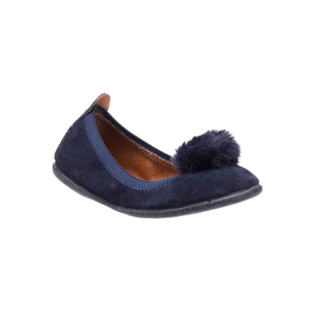 Elephantito Elephantito - Girl's Suede Pom Pom Ballerina Shoe 2