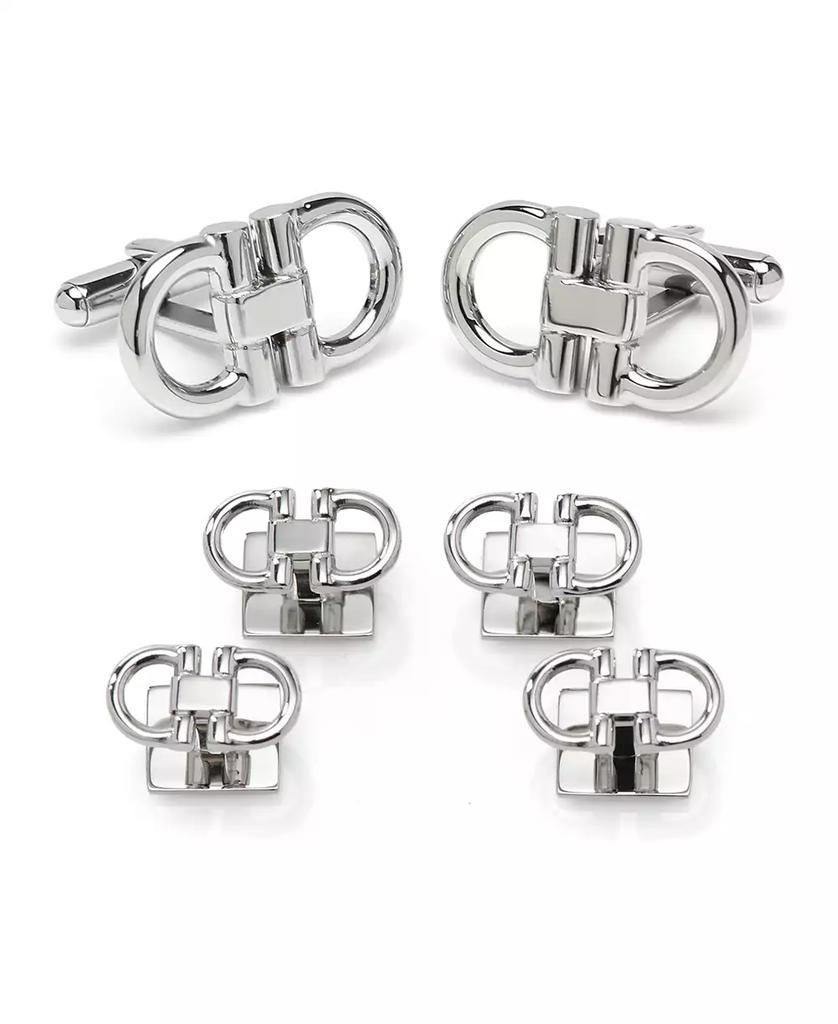 Ox and Bull Trading Co. Men's Horse Bit Stainless Steel Cufflinks and Stud Set, 6 Piece Set