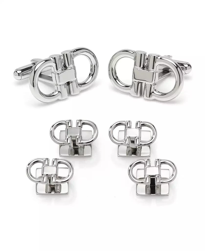 Ox and Bull Trading Co. Men's Horse Bit Stainless Steel Cufflinks and Stud Set, 6 Piece Set 1