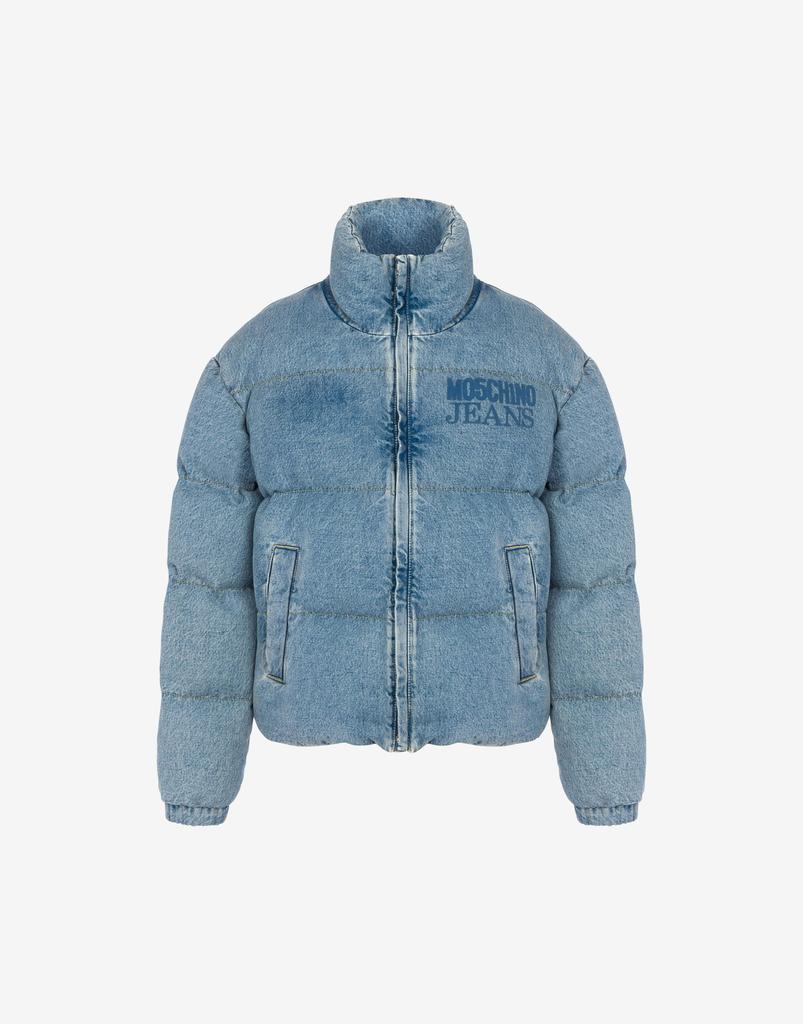 Moschino Jeans Denim Puffer Jacket With Smart Codes