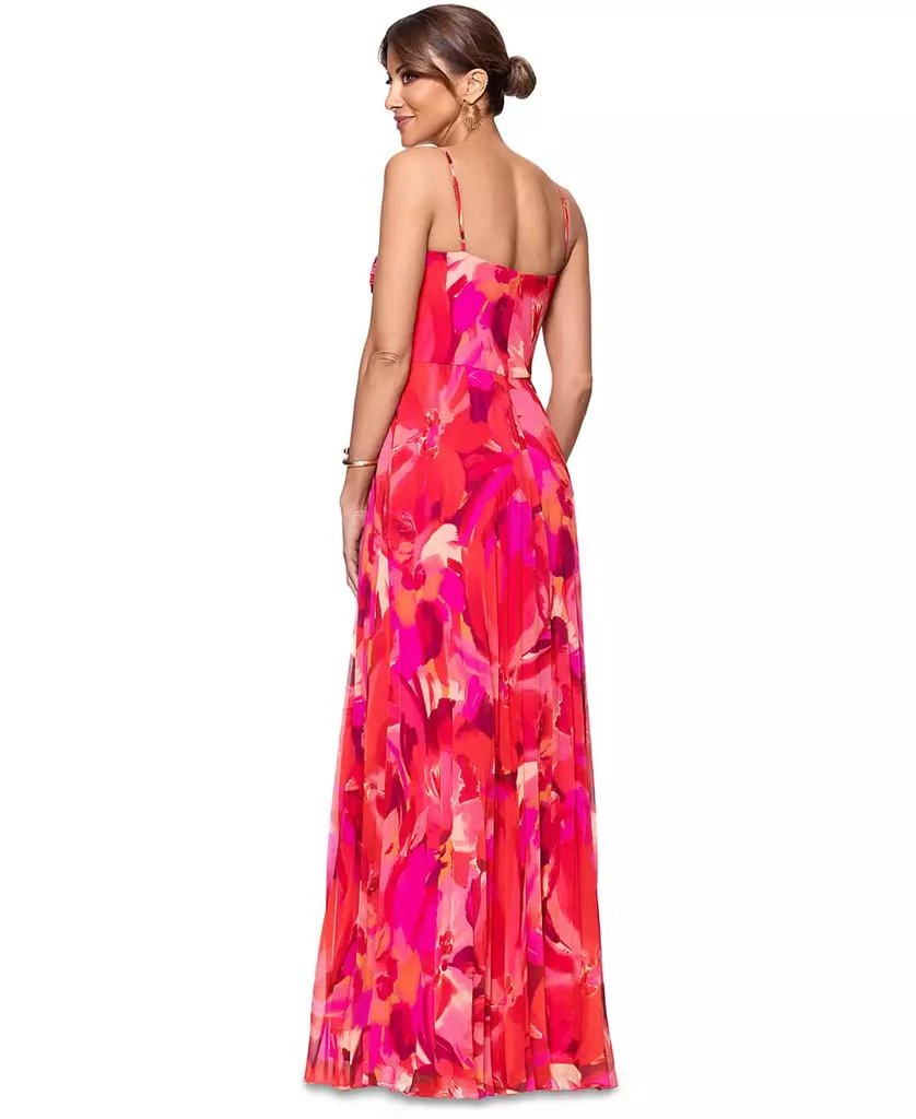 XSCAPE Women's Printed Pleated Chiffon Gown 2