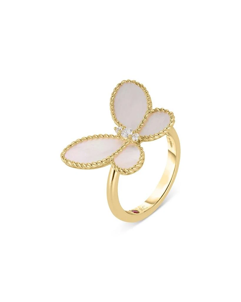 Roberto Coin 18K Yellow Gold Jasmine Mother of Pearl 
Diamond Butterfly Ring 2