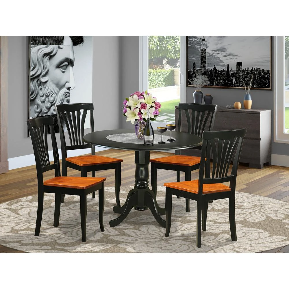 East West Furniture 5  PC  Kitchen  Table  set-Dining  Table  and  4  Wooden  Kitchen  Chairs