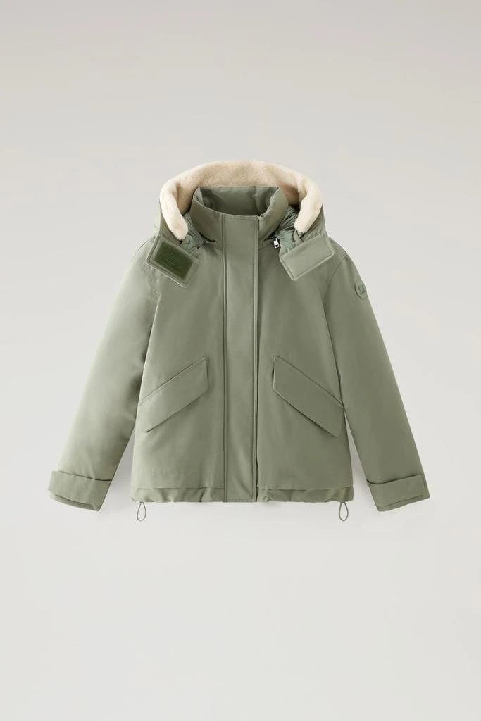 Woolrich Parka in Brushed Ramar Cloth with Detachable Hood - Women - Green 5