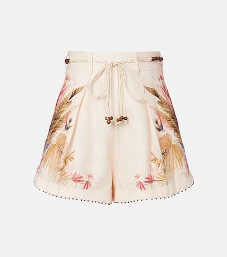 Zimmermann Ascension beaded floral linen shorts 1