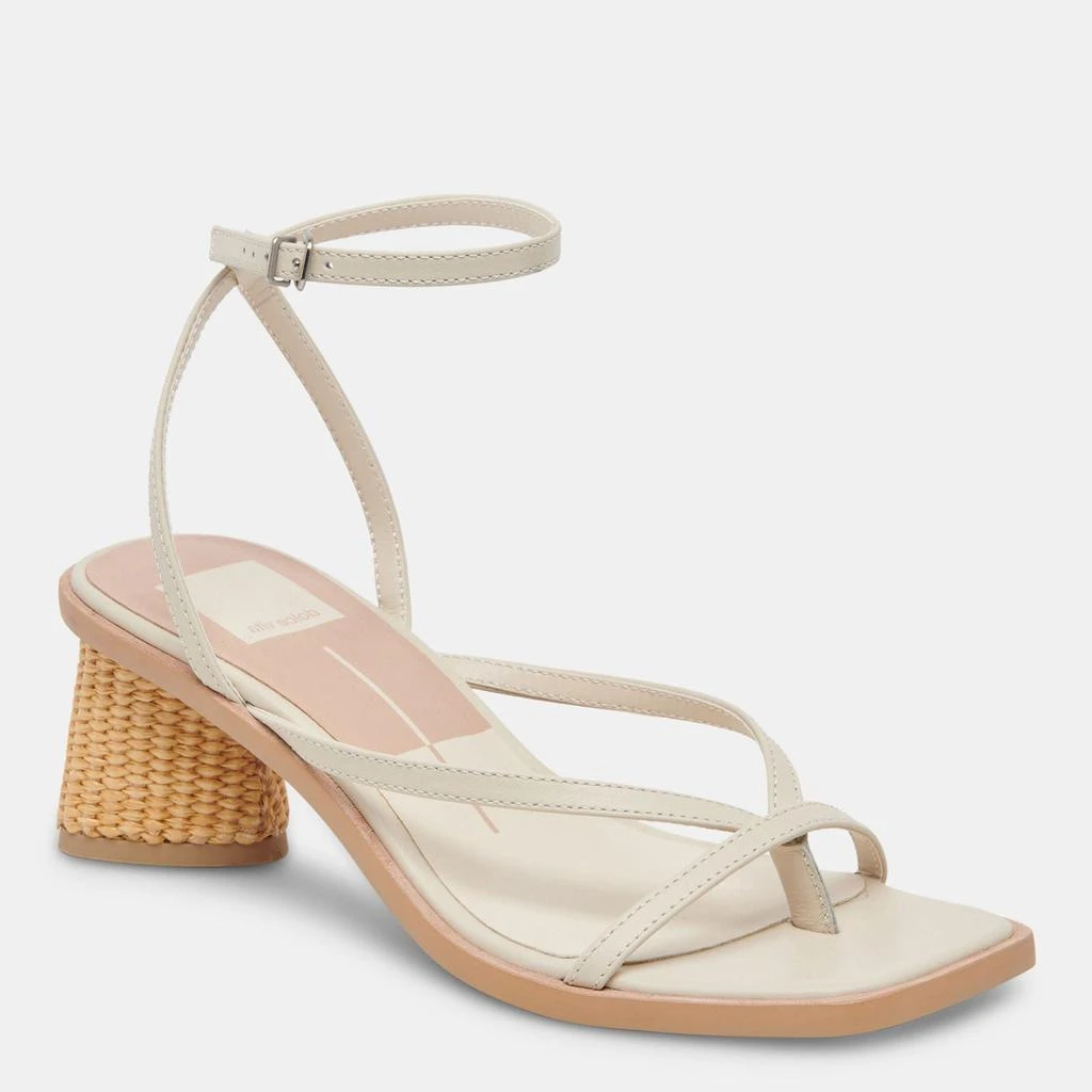 Dolce Vita Banita Wide Sandals Ivory Leather 2