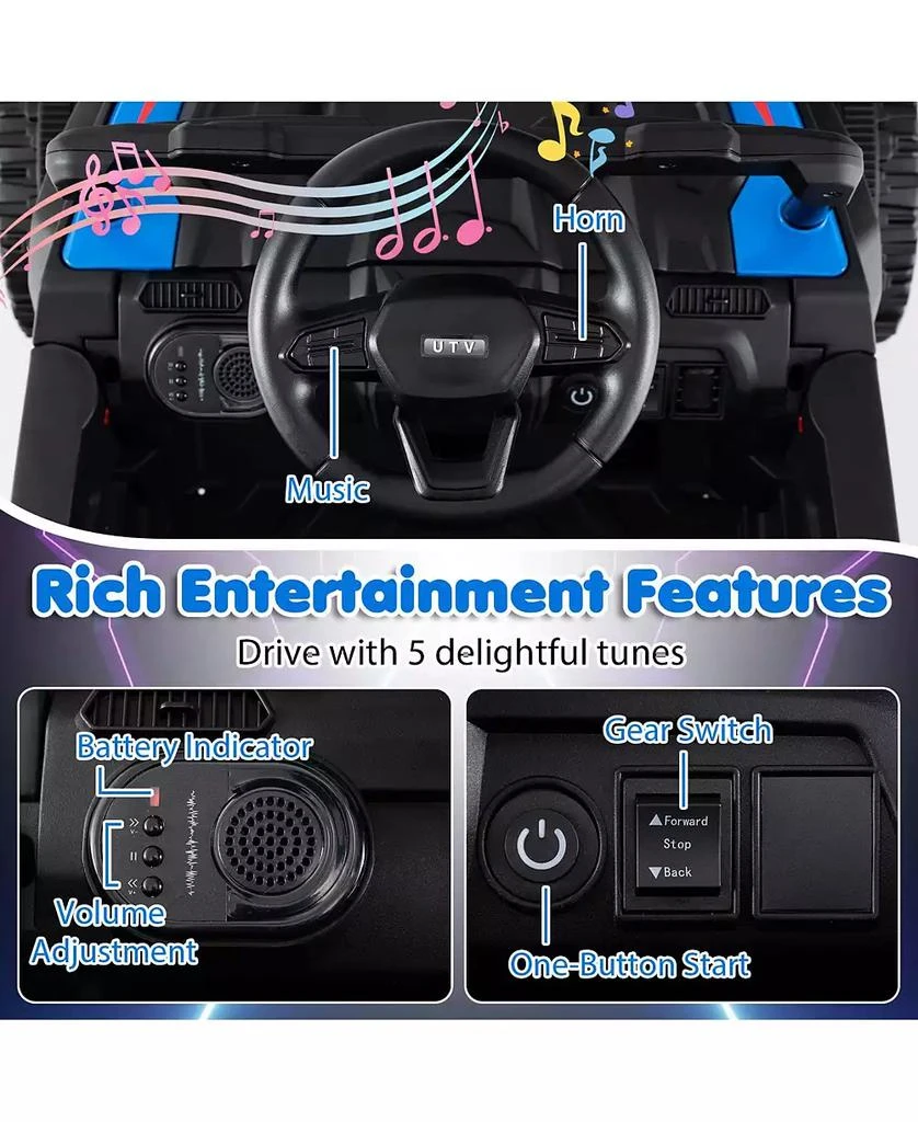 Mecale 12V Battery Powered Ride On Tractor with Parent Remote Control-Black 6