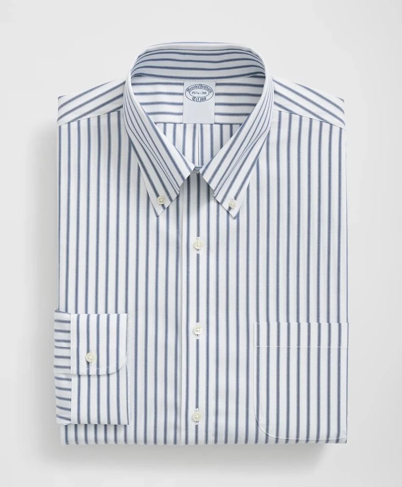 Brooks Brothers Stretch Supima® Cotton Non-Iron Pinpoint Oxford Polo Button Down Collar, Ticking Stripe Dress Shirt 3