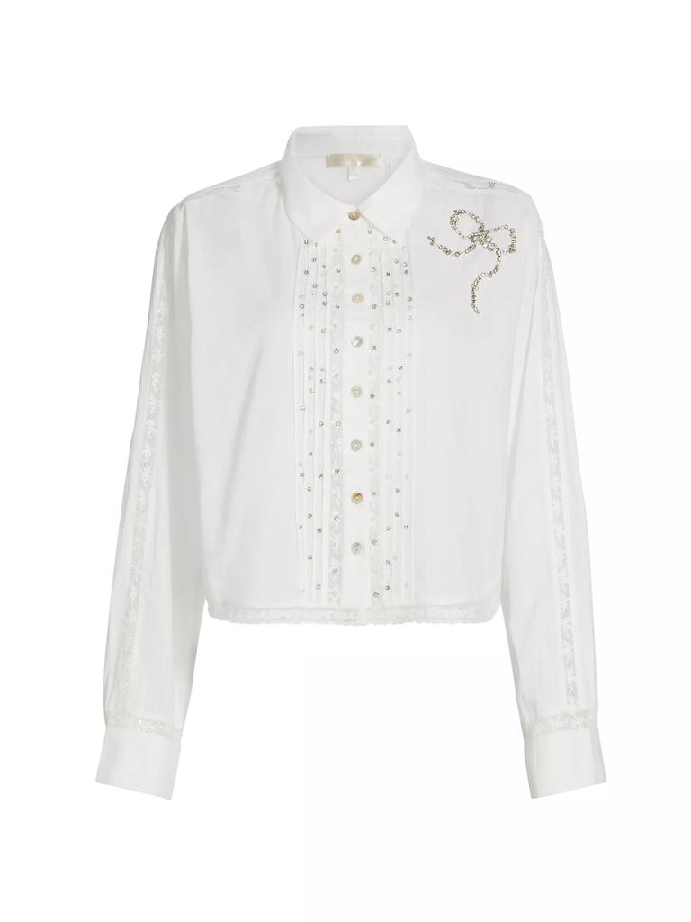 LoveShackFancy Rosaway Crystal-Embellished Blouse