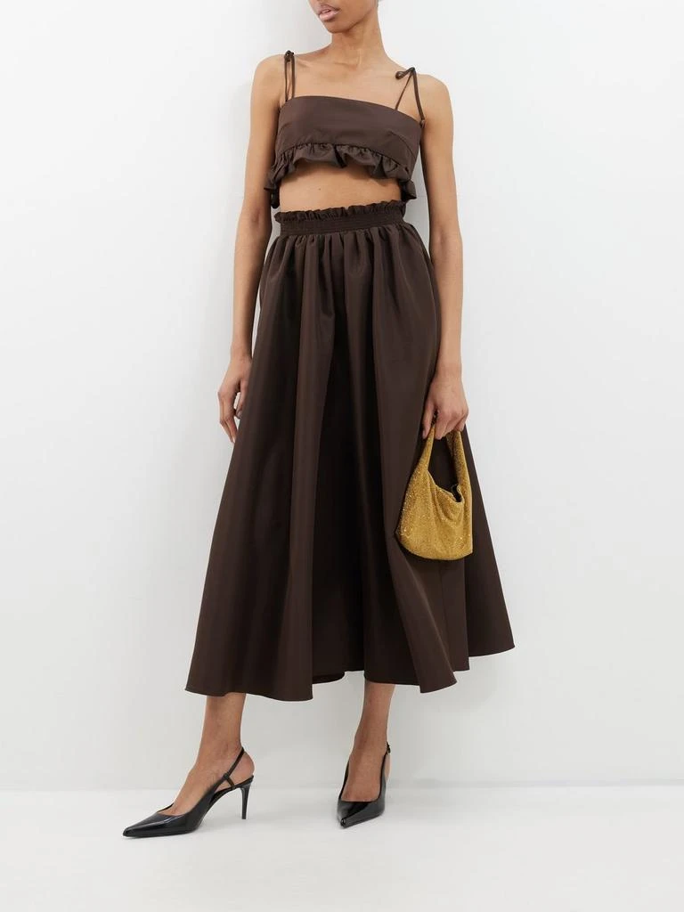 Kika Vargas Ariana ruffled-trim taffeta cropped top 2