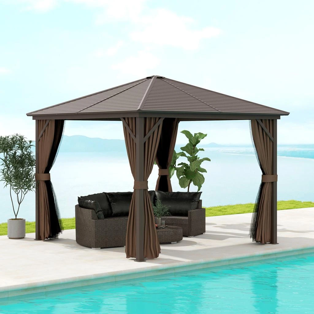 Hivvago 10x10 Permanent Hardtop Gazebo Aluminum Frame 2