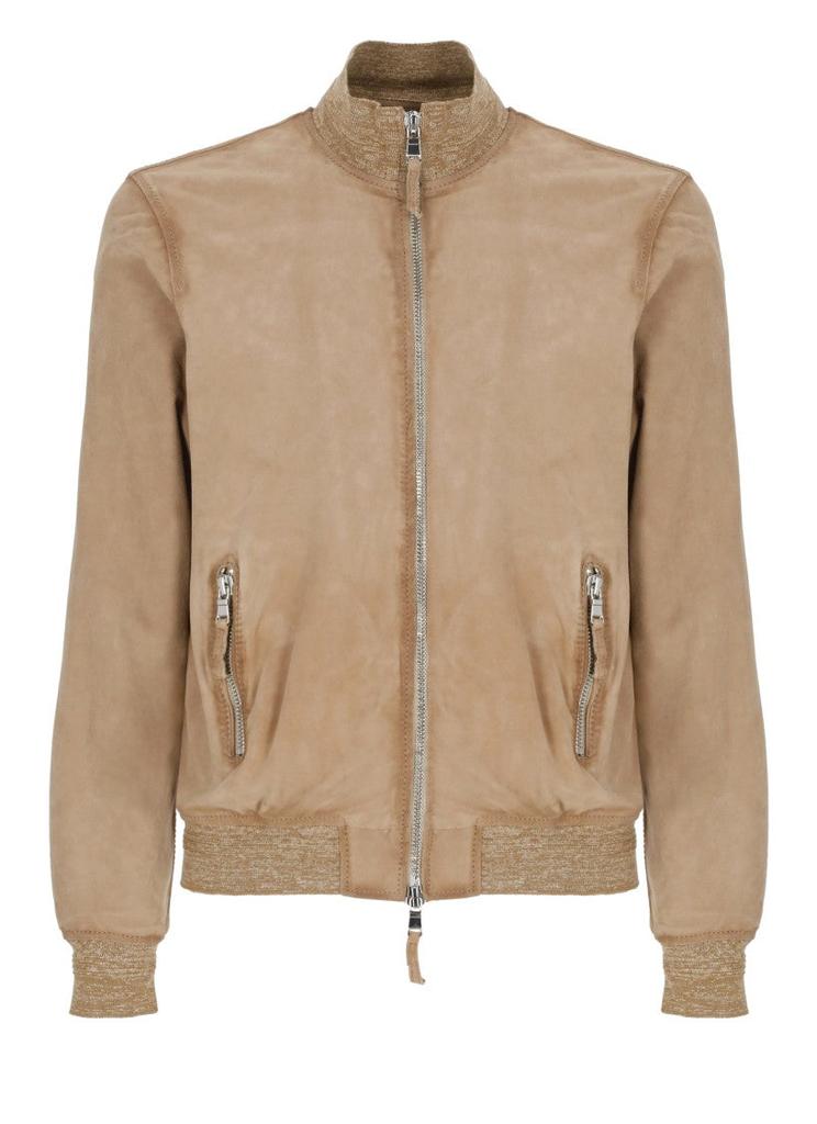 THE JACK LEATHERS Beige Quentin Leather Jacket