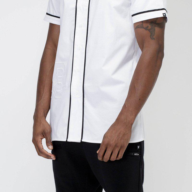 Konus Men's Woven Baseball Jersey Shirt In White