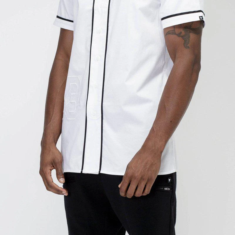 Konus Men's Woven Baseball Jersey Shirt In White 2