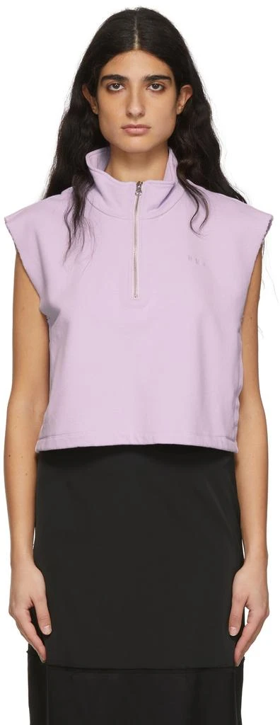 MAISON MARGIELA Purple Cotton Half-Zip Sweater 1