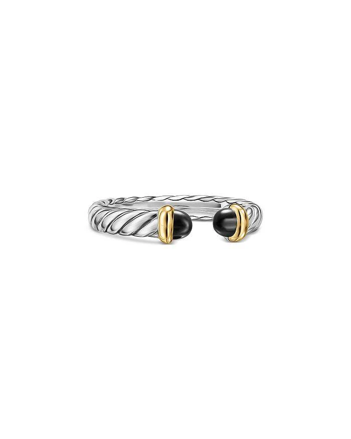 David Yurman Petite Cable Open Ring in Sterling Silver with 14K Yellow Gold, 3.4mm
