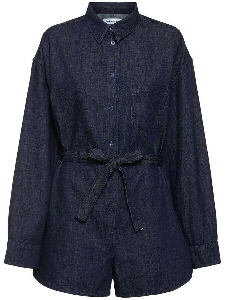 THE FRANKIE SHOP Wren Cotton Denim Romper