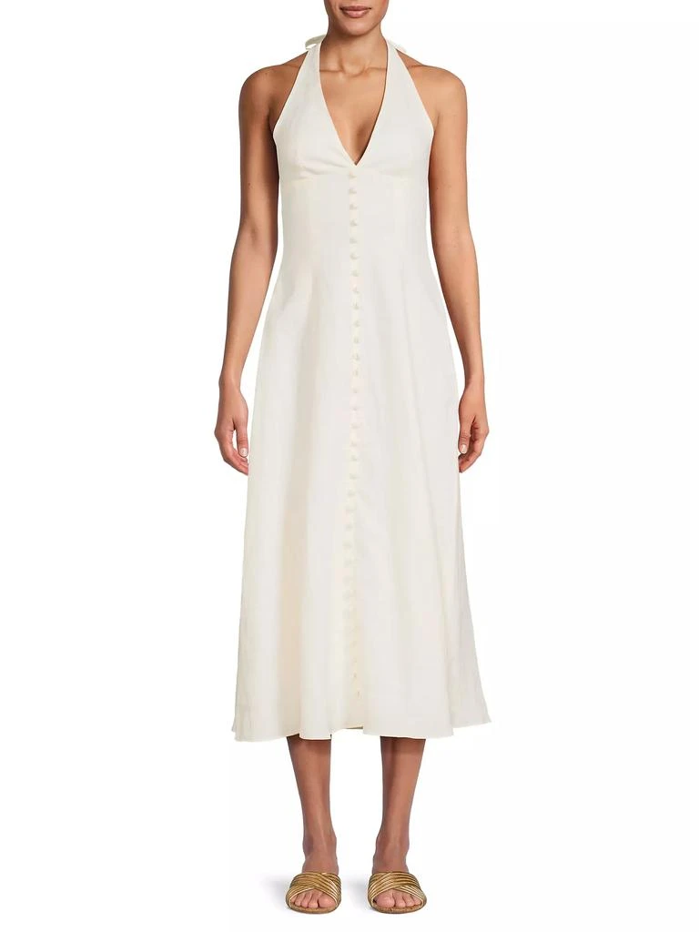 Faithfull the Brand Marie Linen Halterneck Midi-Dress 3