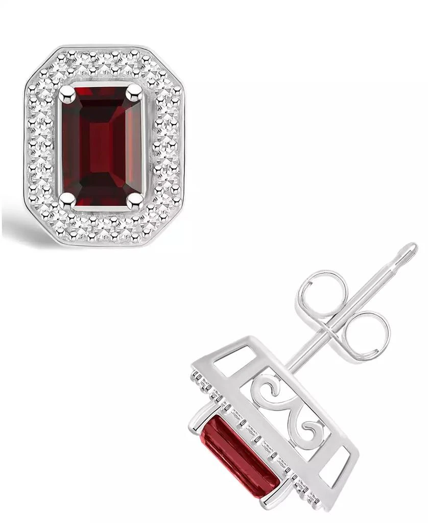 Macy
s Garnet (1-2/5 ct. t.w.) and Diamond (1/5 ct. t.w.) Halo Studs in Sterling Silver