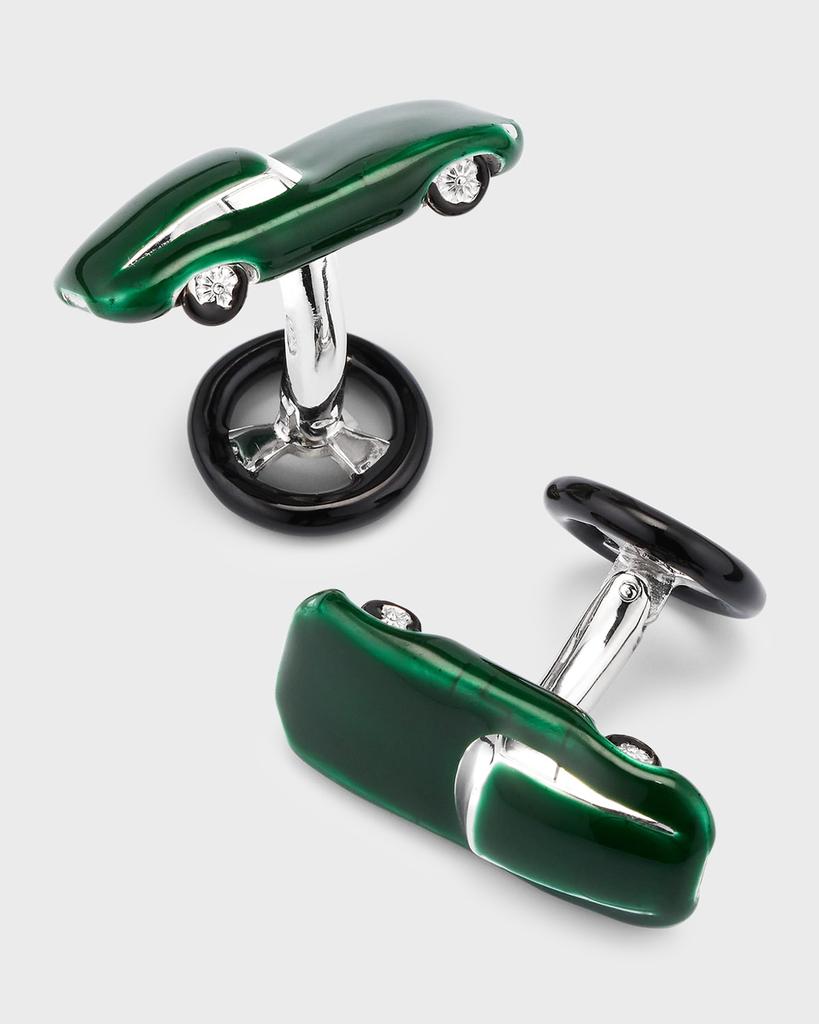 Jan Leslie Men's Sports Car Enamel Sterling Silver Cufflinks