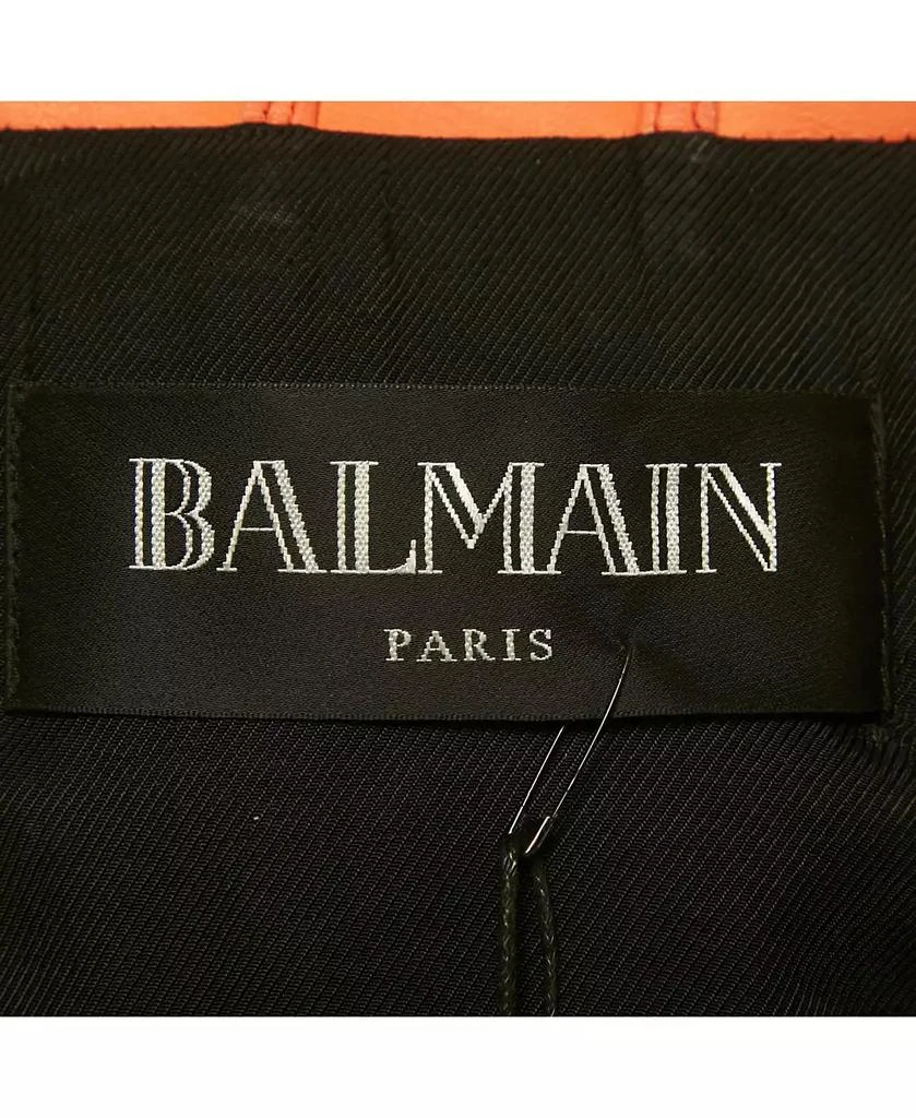 Pre-Owned Balmain Women
s Beige Leather Zip Up Biker Jacket 5