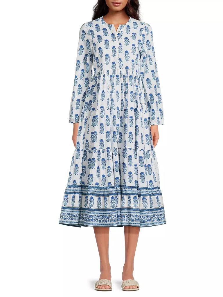 Ro's Garden Daphne Floral Cotton Tiered Midi-Dress 3