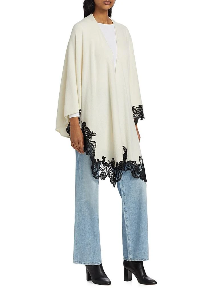 Sofia Cashmere Lace-Trim Cashmere Knit Cape 4