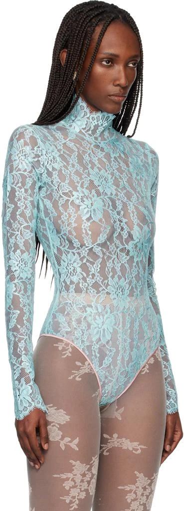 Valentino Blue Floral Lace Bodysuit 2