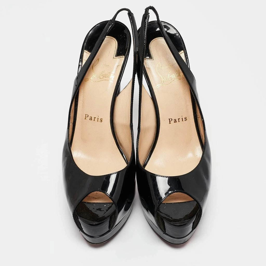 Christian Louboutin Christian Louboutin Black Patent Leather Private Number Slingback Pumps Size 38 4