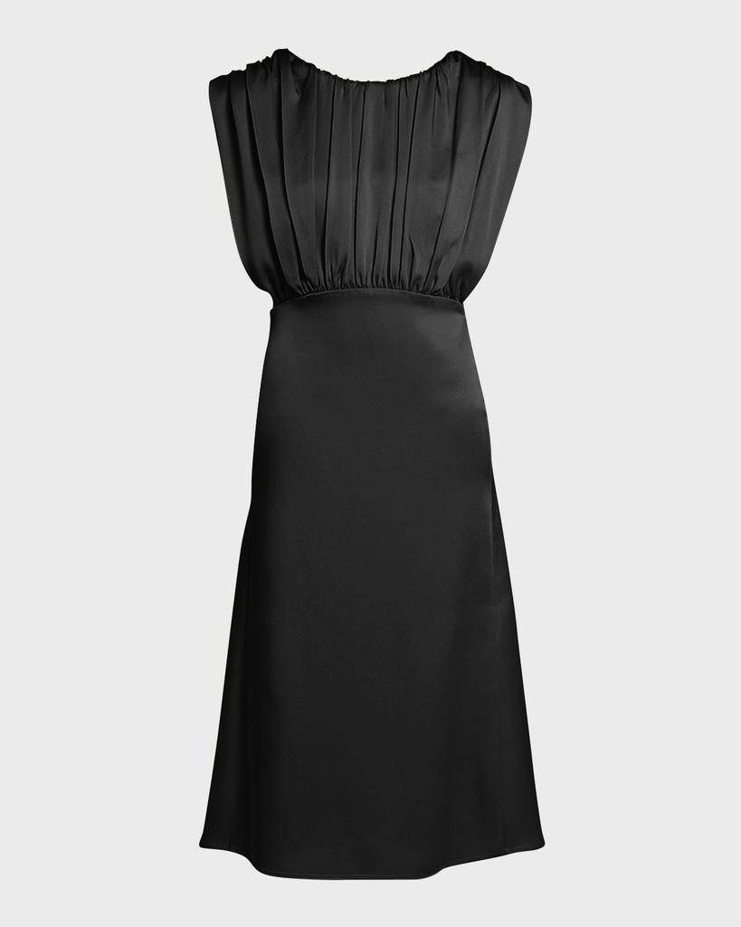 Jil Sander Satin Midi Dress with Pleating