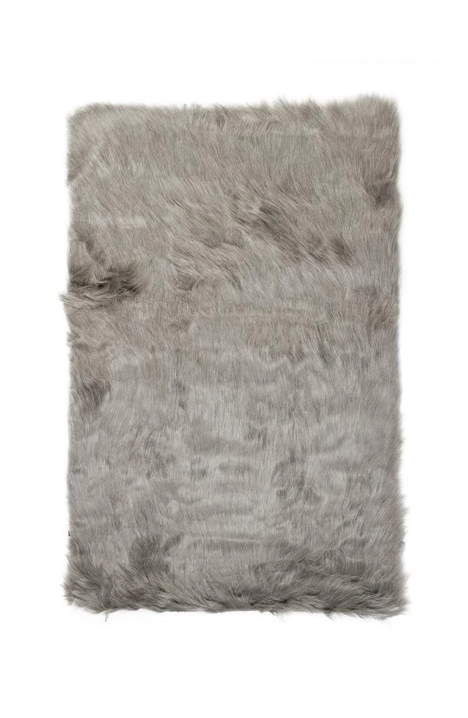 LUXE Faux Fur Hudson Rectangular Rug - 2ft x 3ft - Grey 1