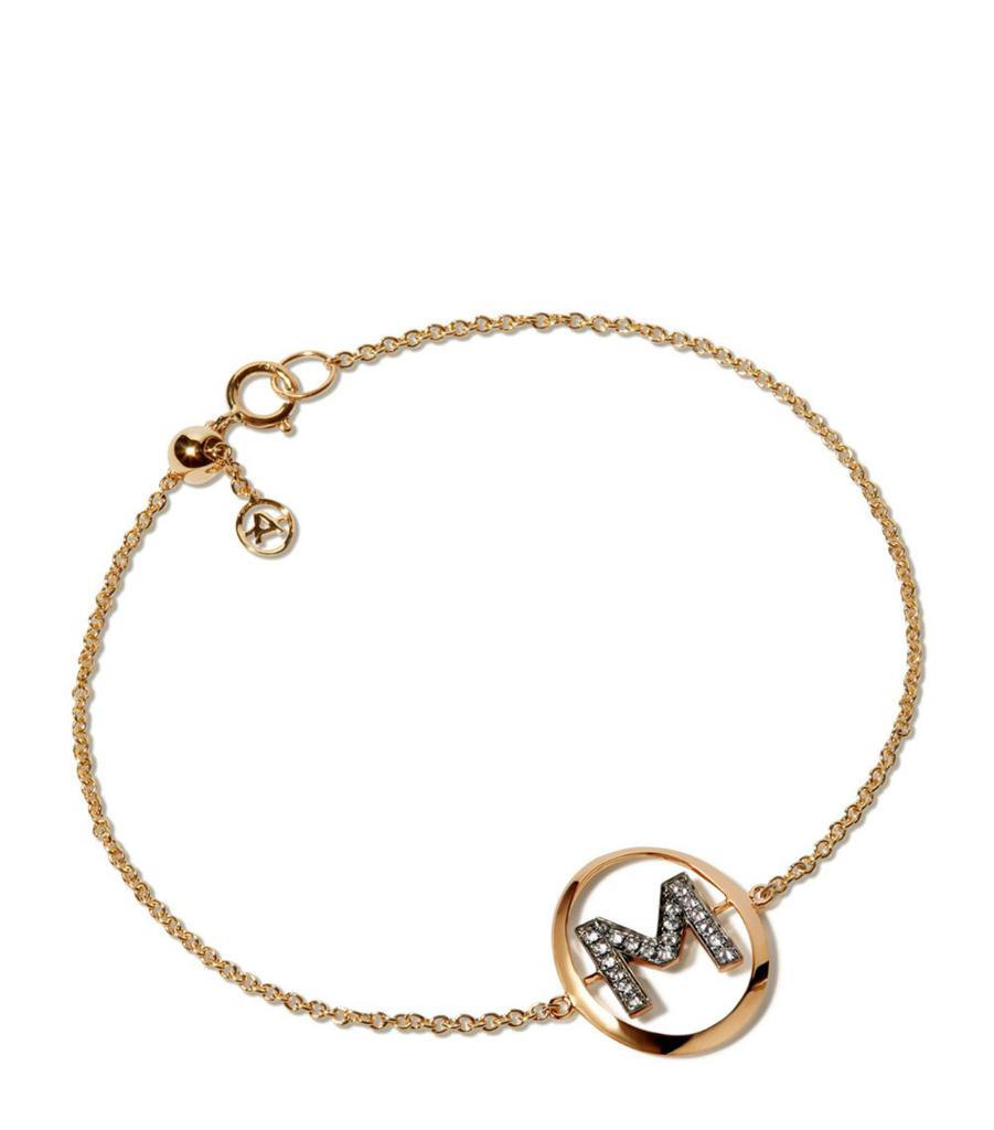 Annoushka Yellow Gold and Diamond Initial M Bracelet