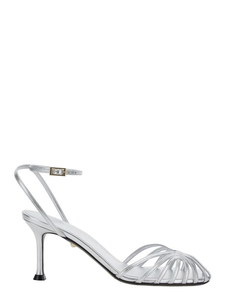 Alevì Milano 'Ally-75' Metallic Pumps With Adjustable Ankle Strap And Heel In Leather Woman 1
