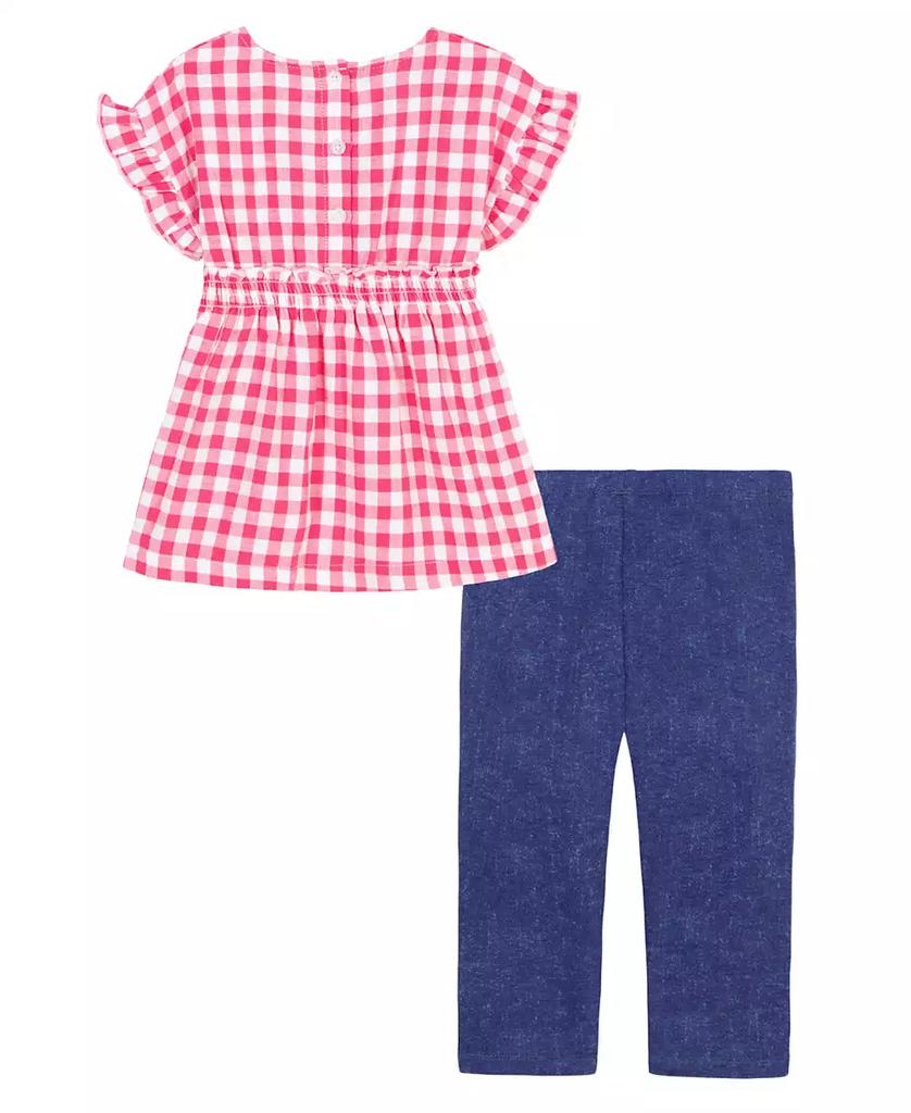 Tommy Hilfiger Little Girls Gingham Flare Tunic & Faux Denim Capri Leggings