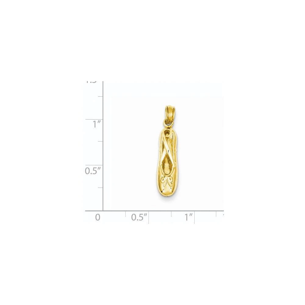 Diamond2Deal 14k Yellow Gold 3-D Ballet Slipper Pendant 3
