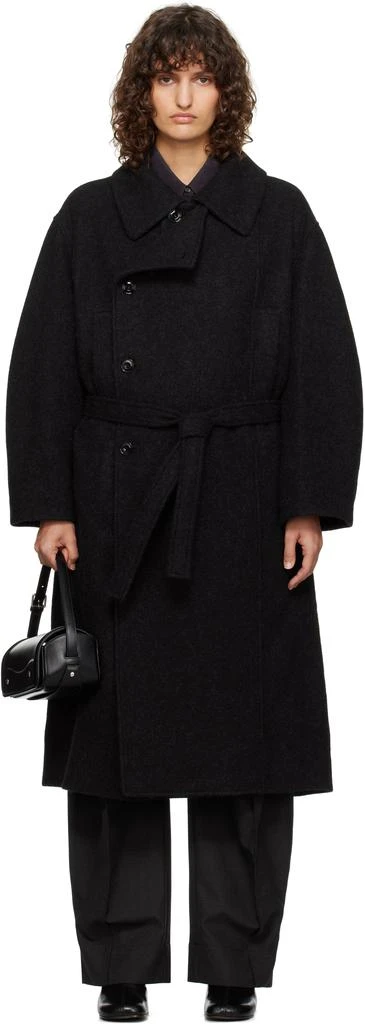 Lemaire Black Asymmetrical Bathrobe Coat 1