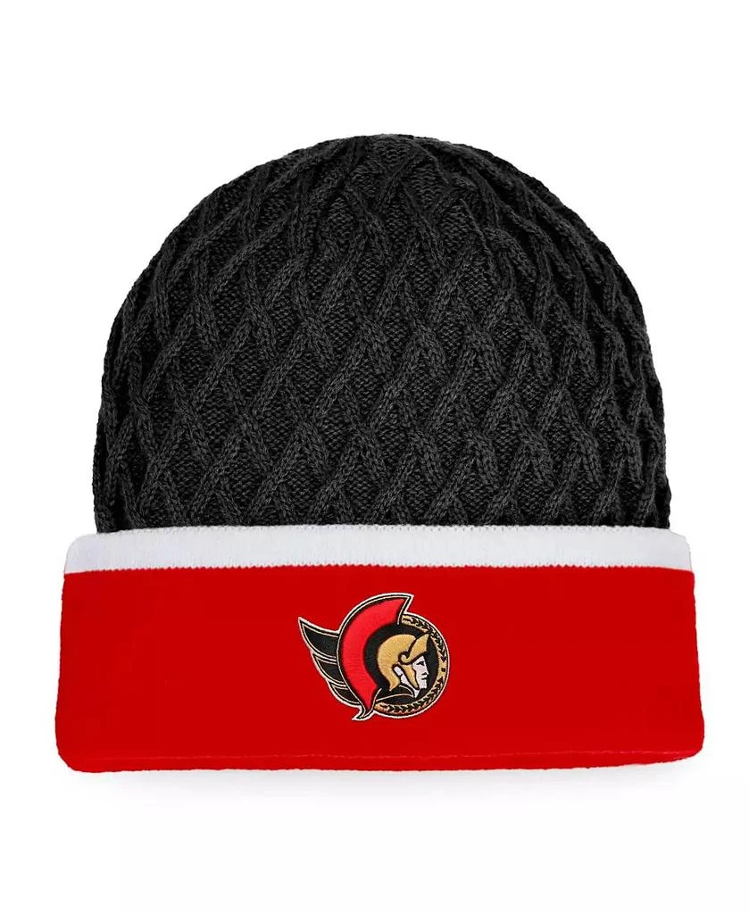 Fanatics Men's Red, Black Ottawa Senators Iconic Striped Cuffed Knit Hat 1