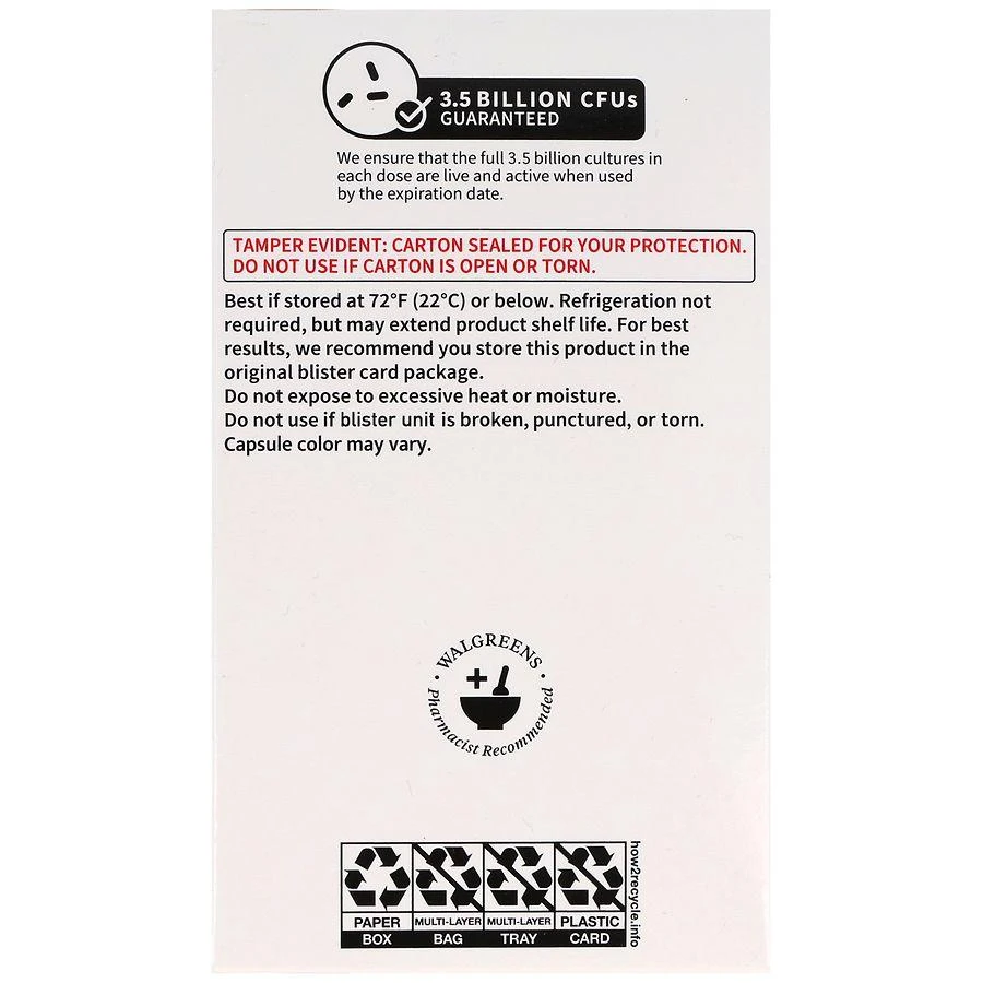 Walgreens Free 
Pure Probiotic 10 Billion Active Cultures Capsules 5