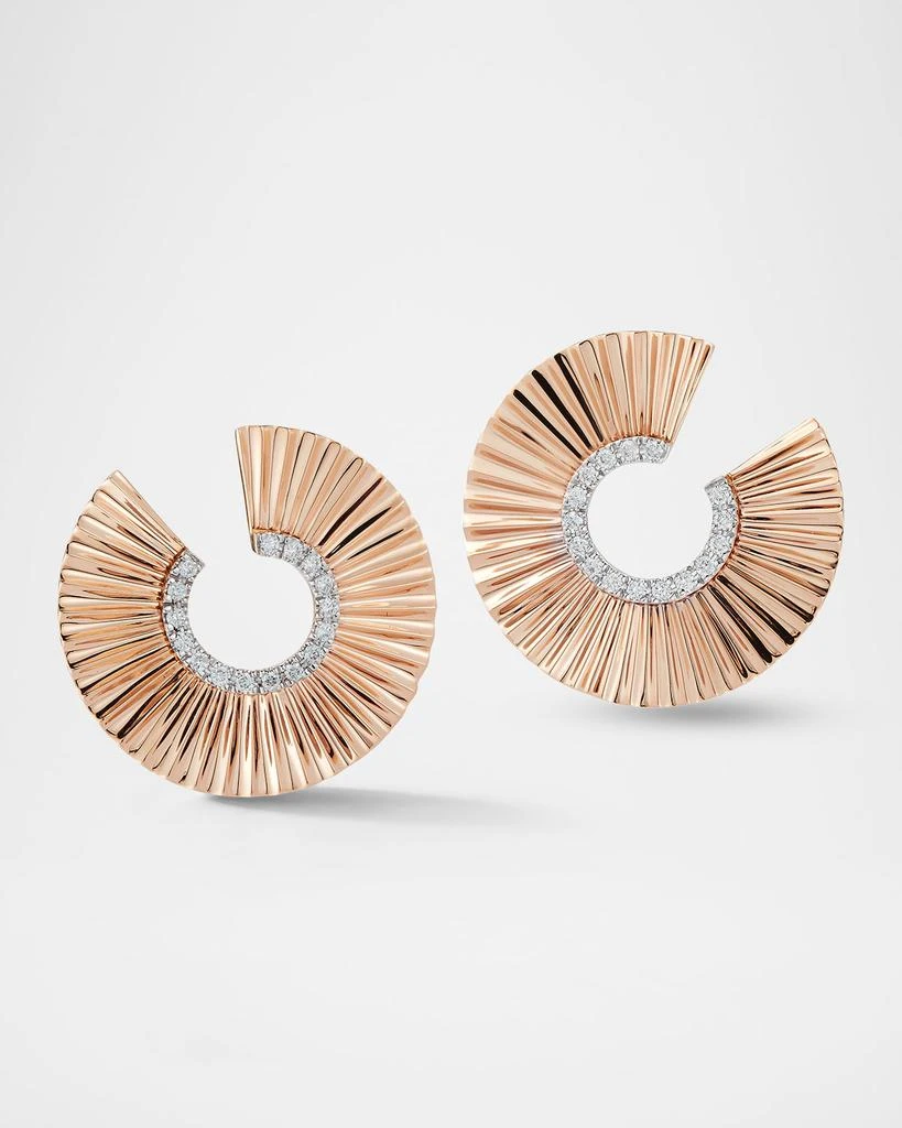 Walters Faith Clive 18K Rose Gold Fluted Front Facing Diamond Hoop Earrings