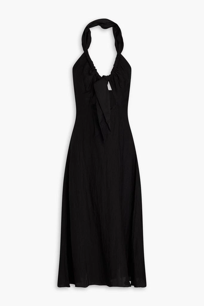 Sandro Knotted crinkled-gauze halterneck midi dress 1