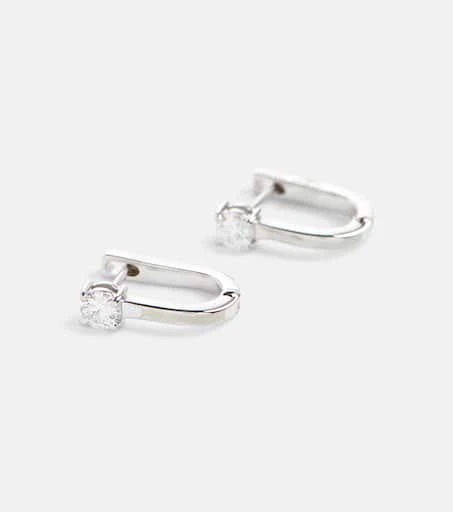 Melissa Kaye Aria U Huggie 18kt white gold hoop earrings with diamonds 4
