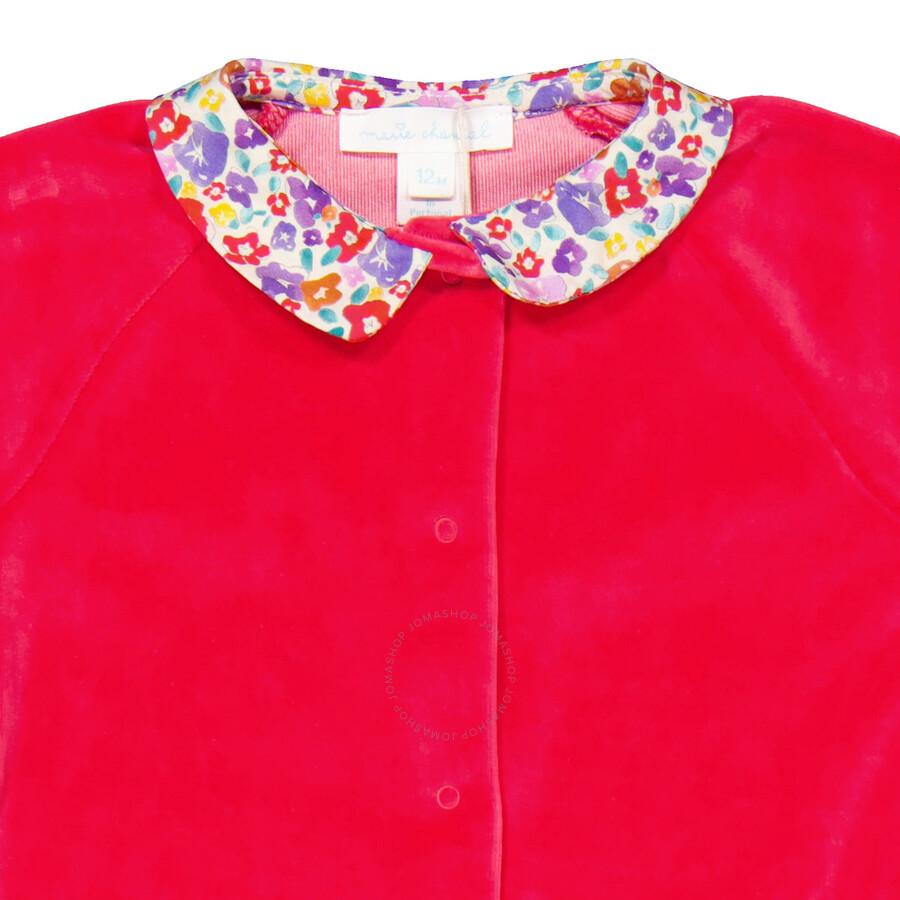 Marie Chantal Kids Angel Wing Velour Sleepsuit